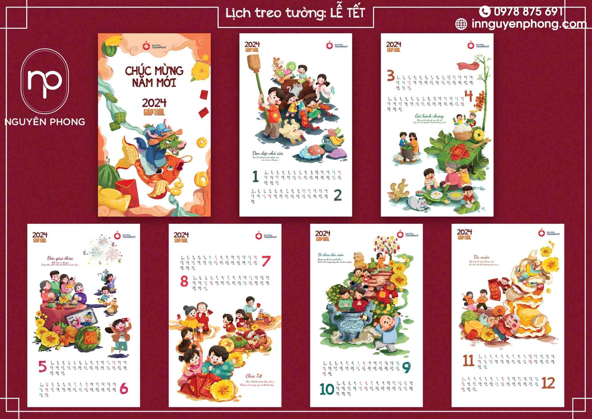 In lích Tết treo tường
